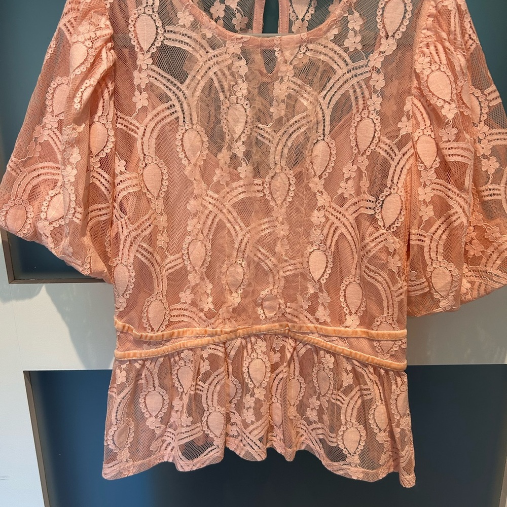 Embellished Peplum Blouse in Pink
